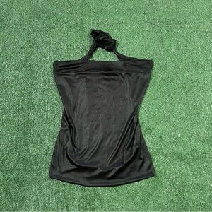 Vintage 90s Max Rave Black Cowl Neck Halter Open Back Top